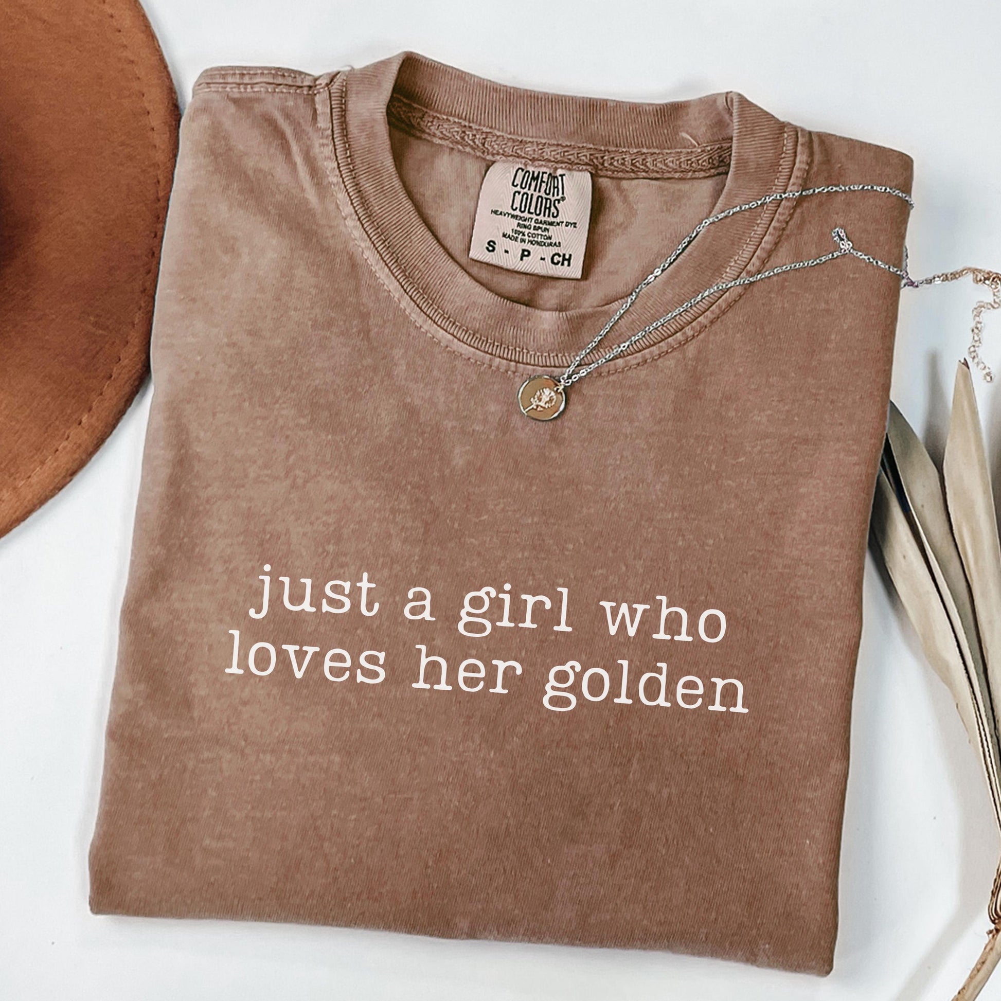 Comfort Colors Just A Girl Who Loves Her Golden Shirt, Golden Mom Shirt, Golden Owner Gift, Golden Retriever Tshirt, Golden Mama Gift